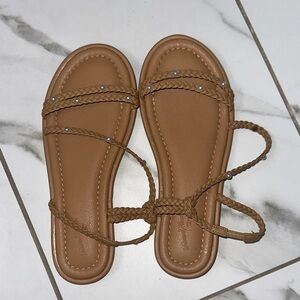 Braided Tan Pearl Sandals